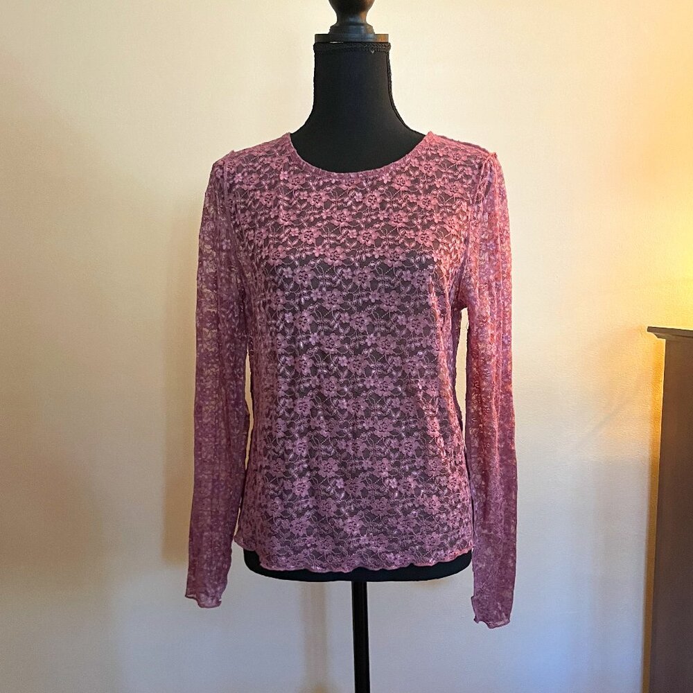 Lucky Brand Rusty Pink Lace Layering Top